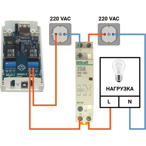 Реле 220 схема подключения Rodos 9 интернет реле на 2 канала купить в Москве цена 5200 рублей