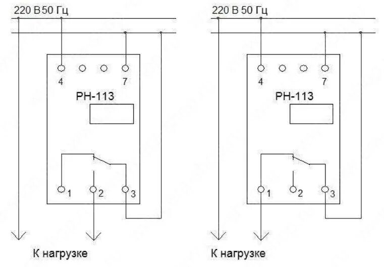 Реле 220 схема подключения Однофазное реле напряжения РН-113, 7 кВт, 32А (00306)