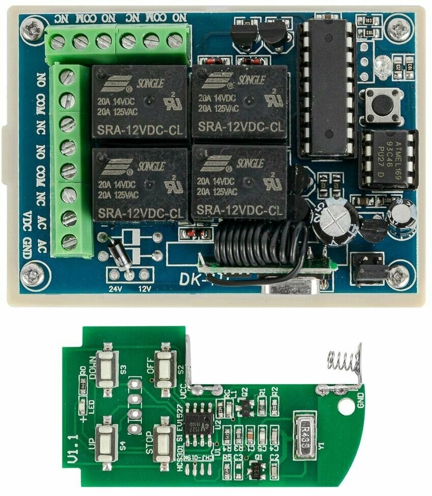 Реле 433 мгц подключение Универсальный комплект дистанционного управления 433МГц, 4 реле 10А 2.2 кВт, MP3