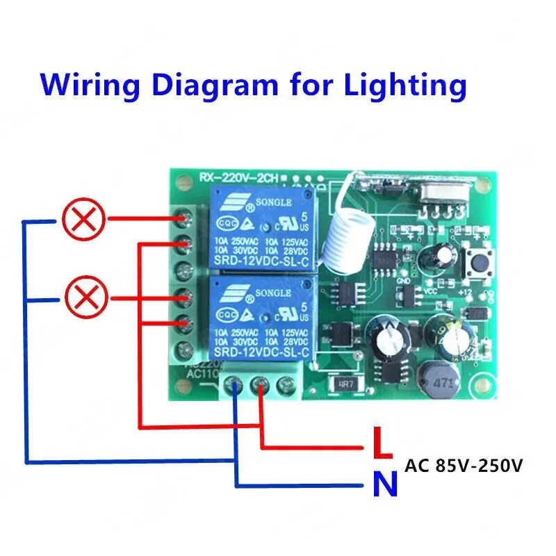 Реле 433 мгц подключение Универсальный беспроводной Радиочастотный выключатель, 433 МГц, 220 В переменног