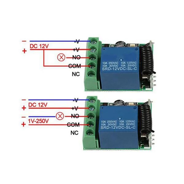 Реле 433 схема подключения Модуль RF Switch Reiver 433 МГц 12 В постоянного тока с 2 передатчиками - купить