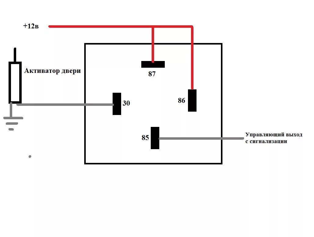 Реле 4х контактное 12в схема подключения Открытие багажника с кнопки брелка сигнализации - Mitsubishi Lancer VI, 1,3 л, 1