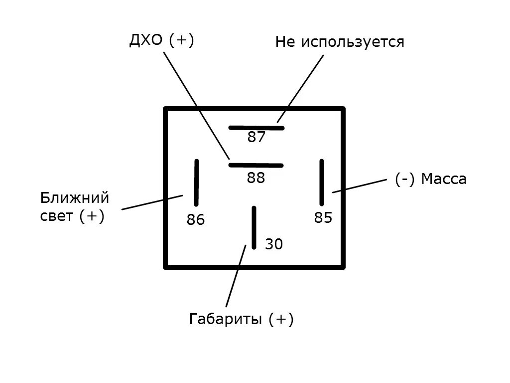 Реле 5 контактное подключение ходовых огней Установка ДХО YCL-725 - Chevrolet Lacetti Sedan, 1,6 л, 2008 года стайлинг DRIVE