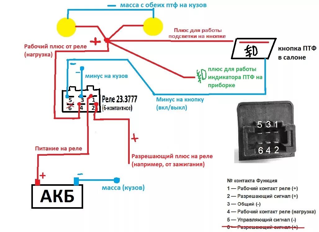 Реле 58.3787 02 подключение № 14_Самостоятельная установка протвотуманных фар и кнопки включения. - Lada Ves