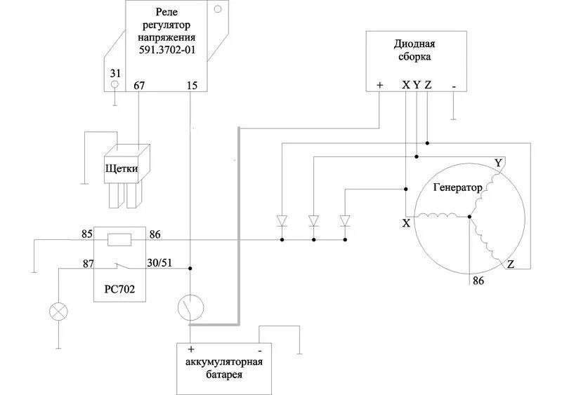 Реле 591.3702 схема подключения Диодный мост