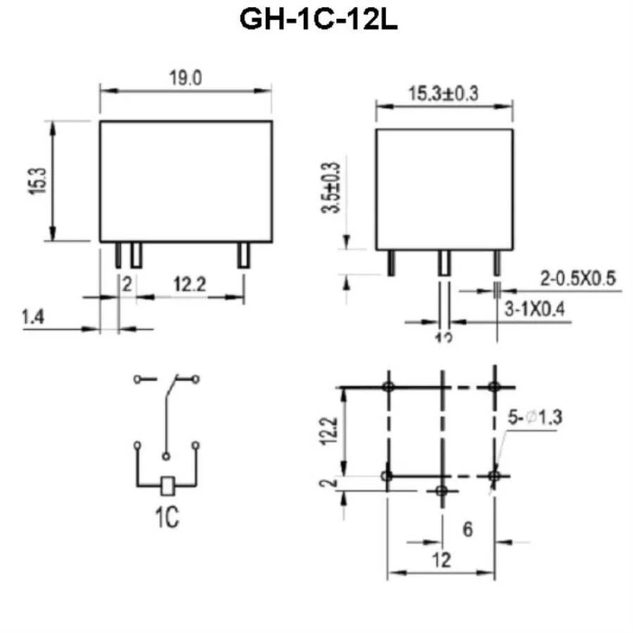 Реле 792h 1c c1 12vdc схема подключения Golden GH-1C-12L Реле управление 12VDC, контакты 10A 250VAC 130ºC купить