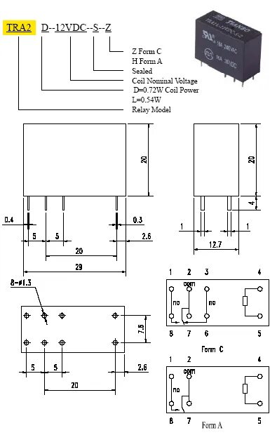 Реле 792h 1c c1 12vdc схема подключения TRA2-L-12VDC-SZ Реле TIANBO - купить в СПб