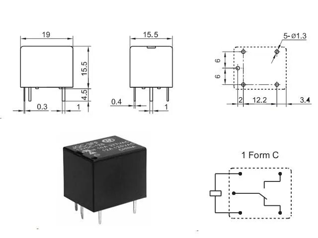 Реле 812h 1c c схема подключения JQC-3F-1С-12V DC -купить в Виннице. Доставка в Киев. В наличии на складе