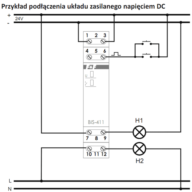 Реле bis 411 схема подключения F&F Przekaźnik impulsowy bistabilny włącz-wyłącz 2Z 2x8A 24V AC/DC BIS-411-2Z-24