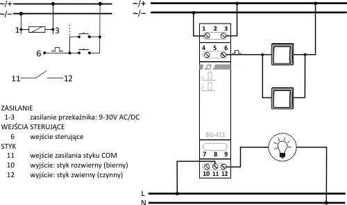 Реле bis 411 схема подключения Przekaźnik impulsowy (bistabilny) 16A 24V F&F BIS-411i