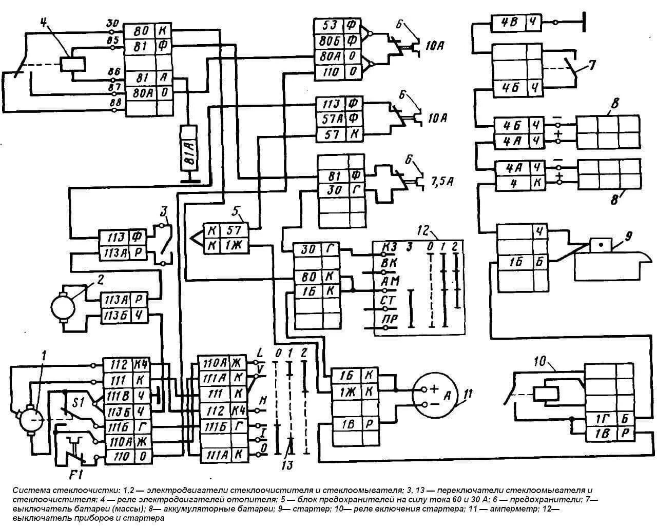 Реле блокировки камаз схема подключения Схема электроприборов и электропроводки КАМАЗ-5511 opex.ru