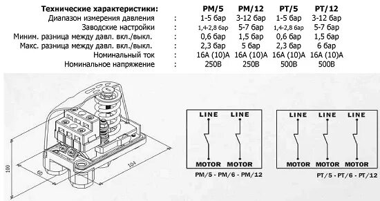 Реле давления рдм 5 подключение Купити Механический контроллер давления Italtecnica PM/5G