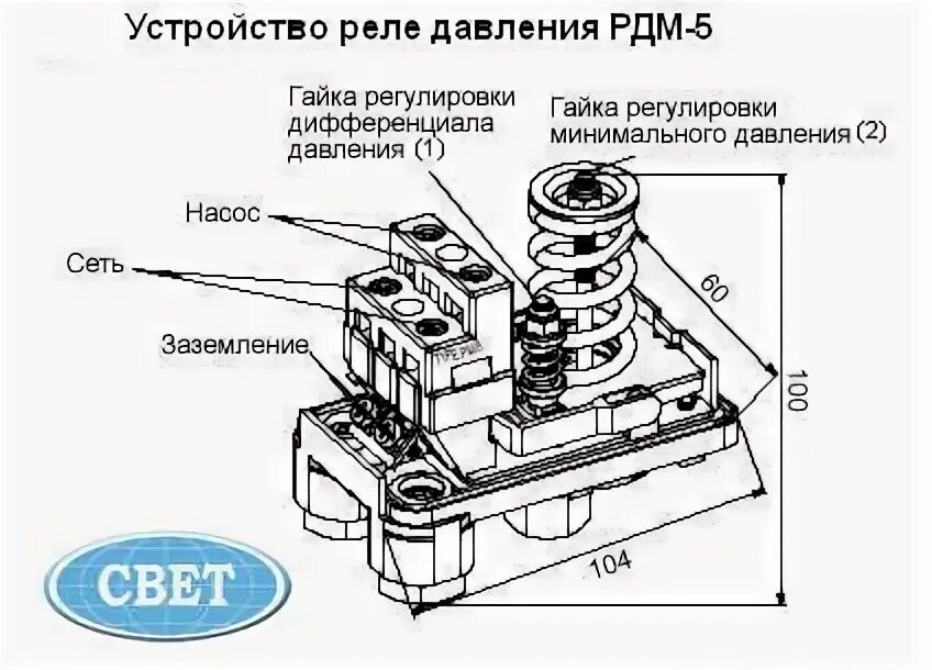 Реле давления рдм 5 подключение схема Регулировка и установки реле давления РДМ - 5: инструкция, рекомендации