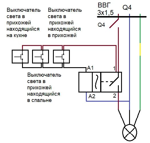 Реле движения для освещения схемы подключения Проходные выключатели или бистабильные импульсные реле? ElectArtStudio Дзен