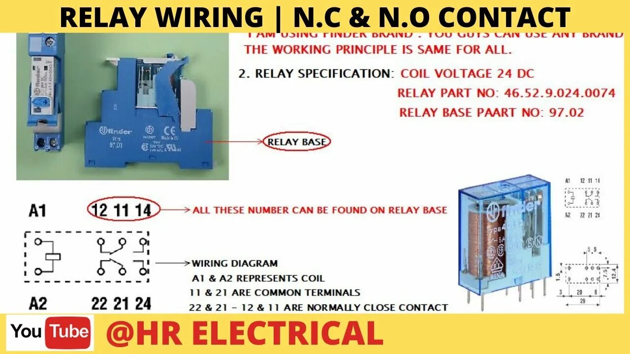 Реле finder подключения relay wiring diagram with switch working principle - YouTube