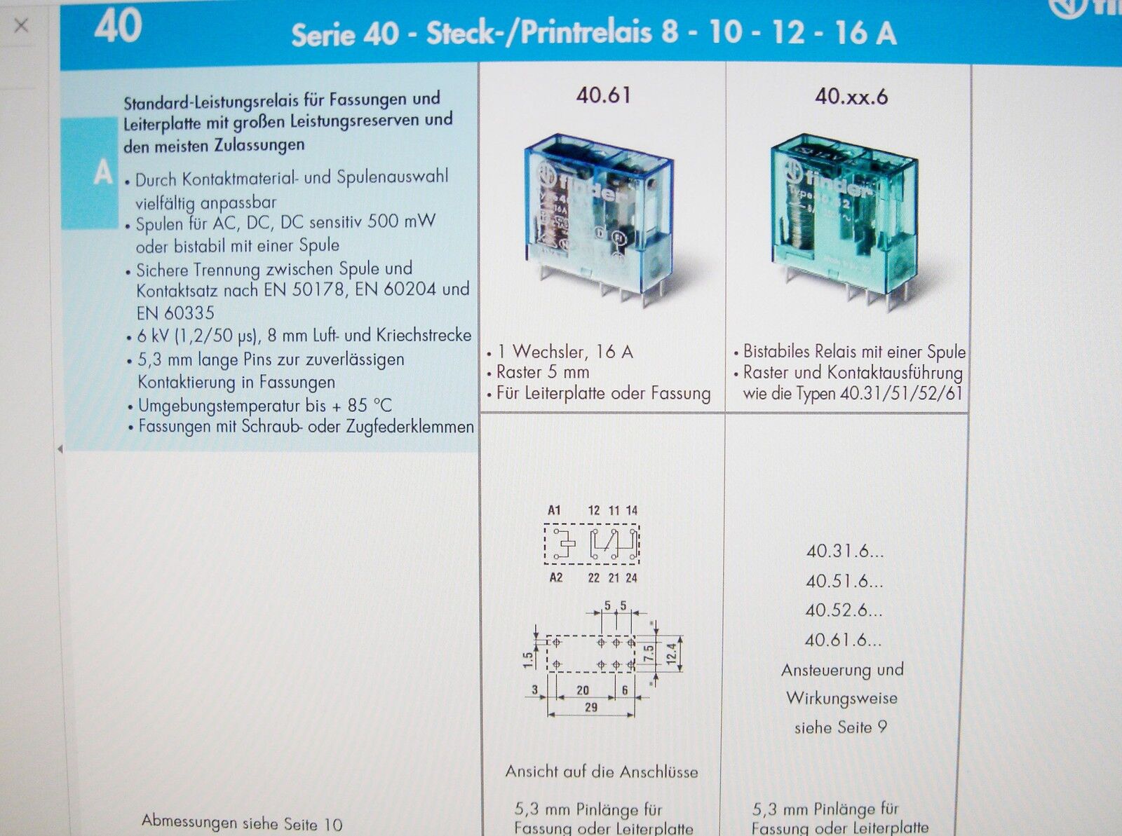 Реле finder подключения Relè 12V 1xUM 250V 16A Finder 40.61.7.012.0000# 13-1126 eBay