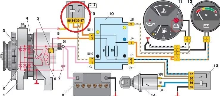 Реле генератора ваз схема Горит лампа контроля зарядки аккумулятора. - ЗАЗ 1102, 1,1 л, 1994 года электрон
