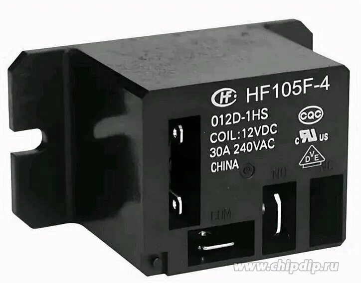 Реле hf105f 4 схема подключения Электромагнитное реле HF105F-1 012D-1HS, 12V DC, 30A250VAC - купить по низкой це