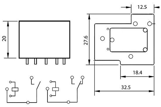 Реле hf105f 4 схема подключения NT90-RHAS 24VDC CB power relay Micros