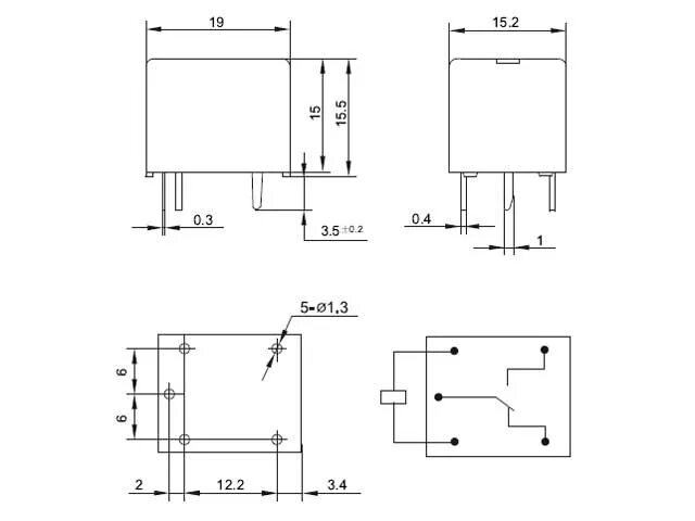 Реле hjr 3ff s h схема подключения Przekaźnik 12VDC 10A HF3FF-012-1ZS / JQC-3FF HONGFA; odp. RM50 RELPOL inelsc.pl