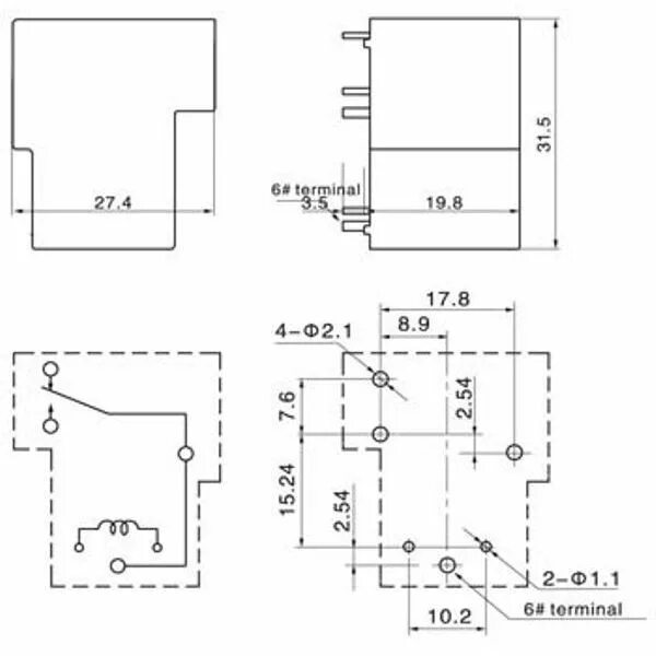 Реле jjx rg01 схема подключения Ρελέ (Relay) Τύπου Τ 12VDC 30A/250VAC JQX-15FA-1C (6P) - Electronio