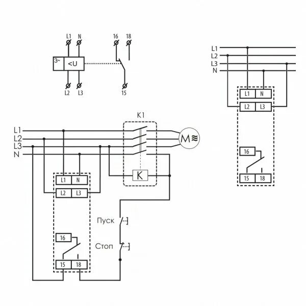 Реле контроля фаз 380 схема подключения Реле напряжения и контроля фаз HRN-57N 8595188137249 53315 - купить по выгодной 