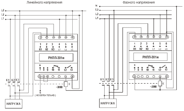 Реле контроля напряжения 1 фазное подключение Реле напряжения РНПП-301