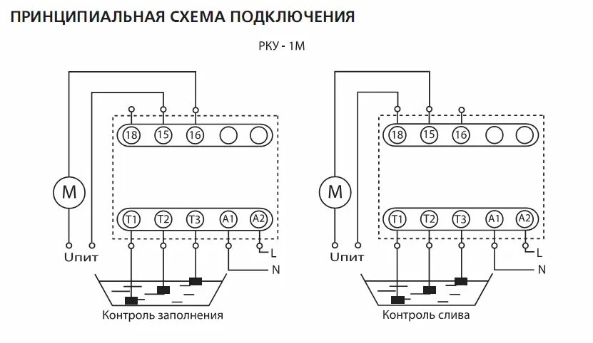 Реле контроля уровня рку 03 схема подключения Реле контроля уровня рку 02 схема подключения