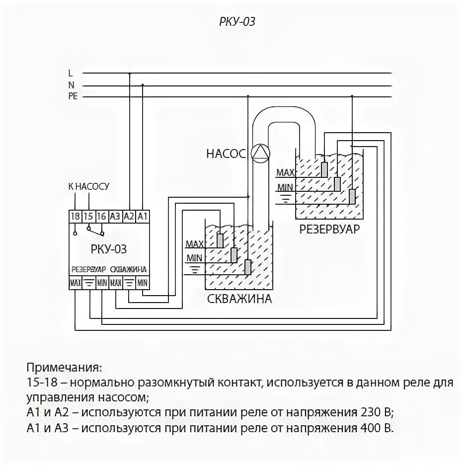 Реле контроля уровня рку 03 схема подключения РКУ-03 реле контроля уровня vserele.ru