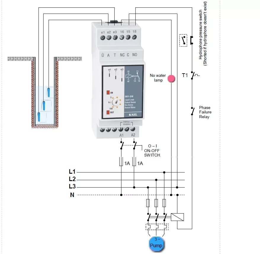Реле контроля уровня схема подключения Реле контроля уровня жидкости SKR DIN