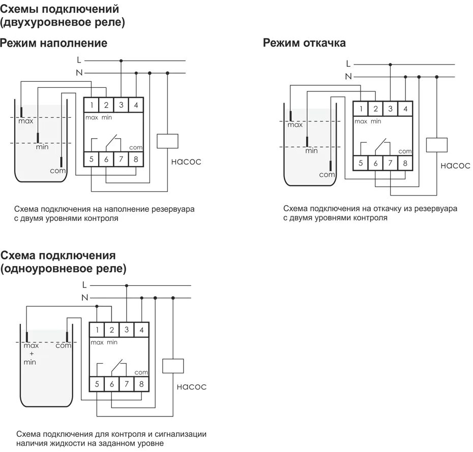 Реле контроля уровня схема подключения Реле уровня жидкости PZ-827