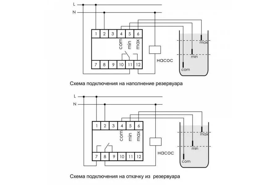 Реле контроля уровня жидкости схема подключения Реле уровня PZ-829 (двухуровневый монтаж на DIN-рейке 35мм 230В AC 2х16А 2перкл.