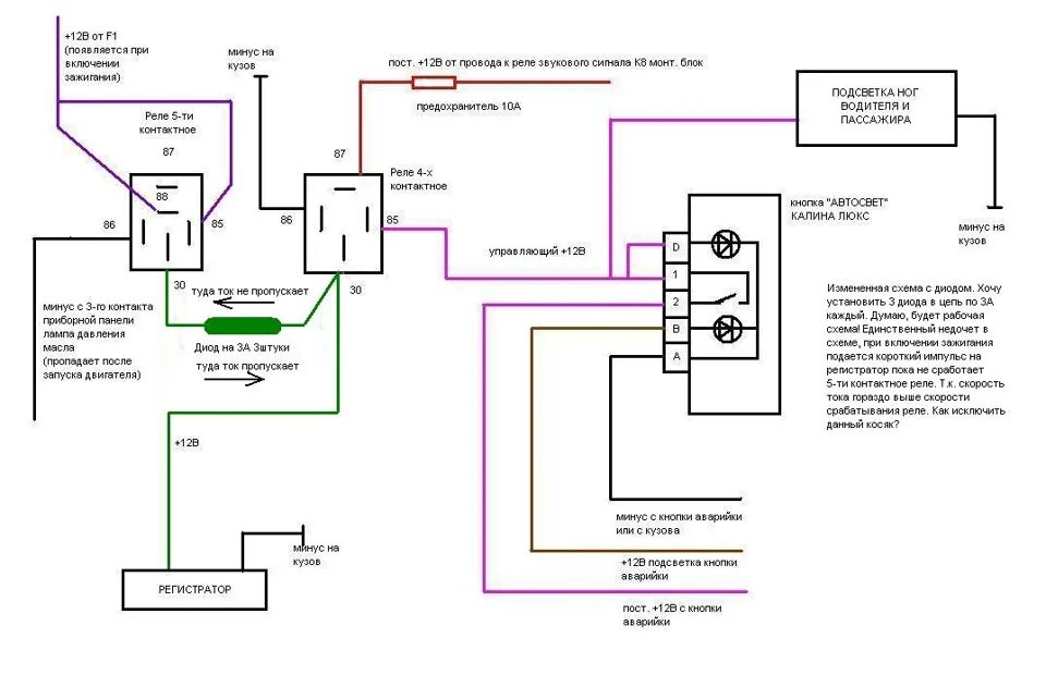Реле на калине схема подключения В продолжение записи www.drive2.ru/l/4413840/ - Lada Калина хэтчбек, 1,6 л, 2013