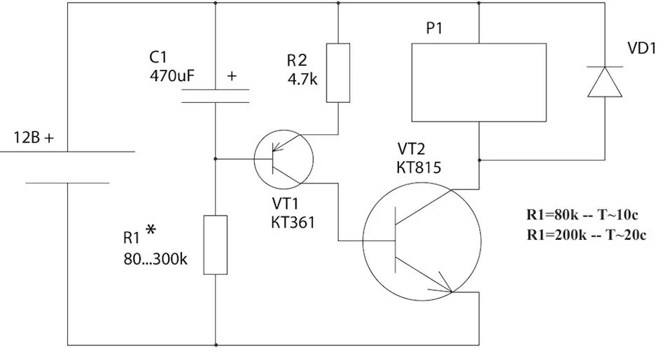 Реле на транзисторах своими руками схемы Самопальное реле задержки включения - ГАЗ 2407, 2,5 л, 1982 года тюнинг DRIVE2