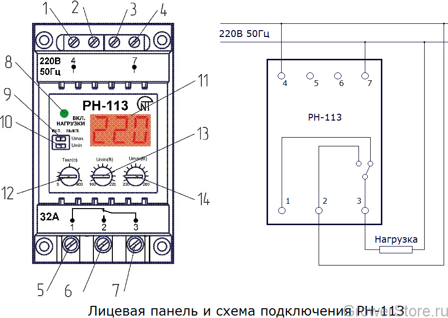 Реле напряжения 113 схема подключения Реле РН-113