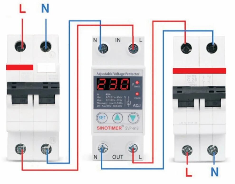 Реле напряжения 220в подключение в щитке 1 напряжение 220 в подключения