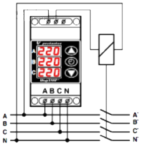 Реле напряжения 380в схема подключения Vp-380V