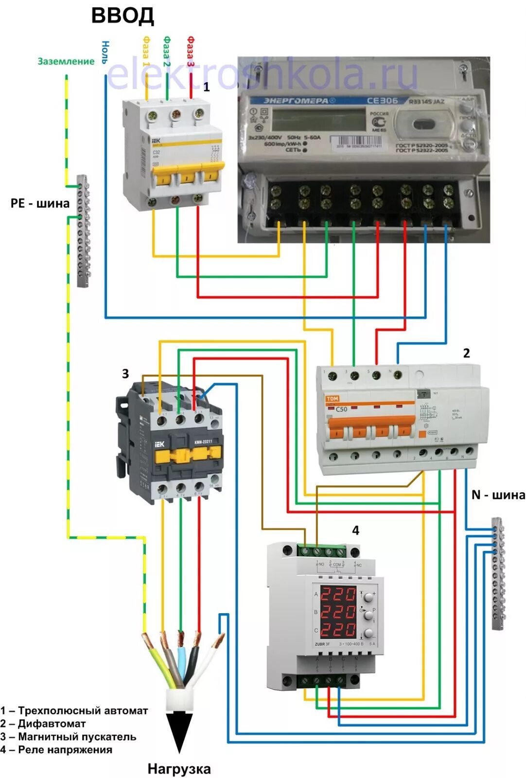 Реле напряжения 380в схема подключения Подключение реле напряжения Схемы и принцип работы