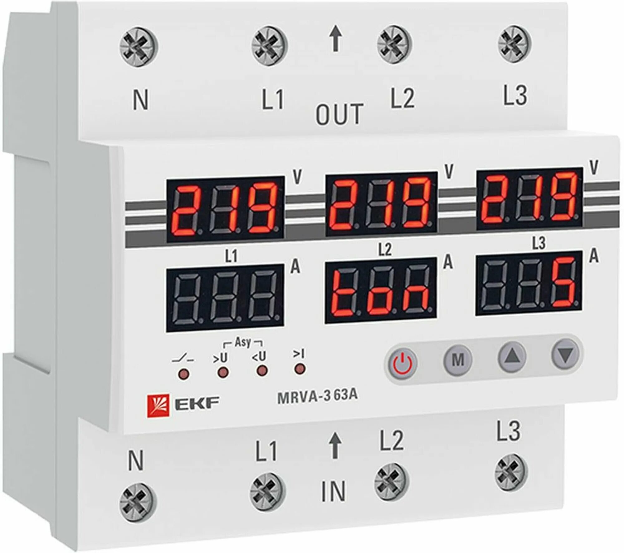 Реле напряжения mrva подключение Трехфазное реле напряжения и тока MRVA-3 63A EKF с дисплеем - купить в интернет-