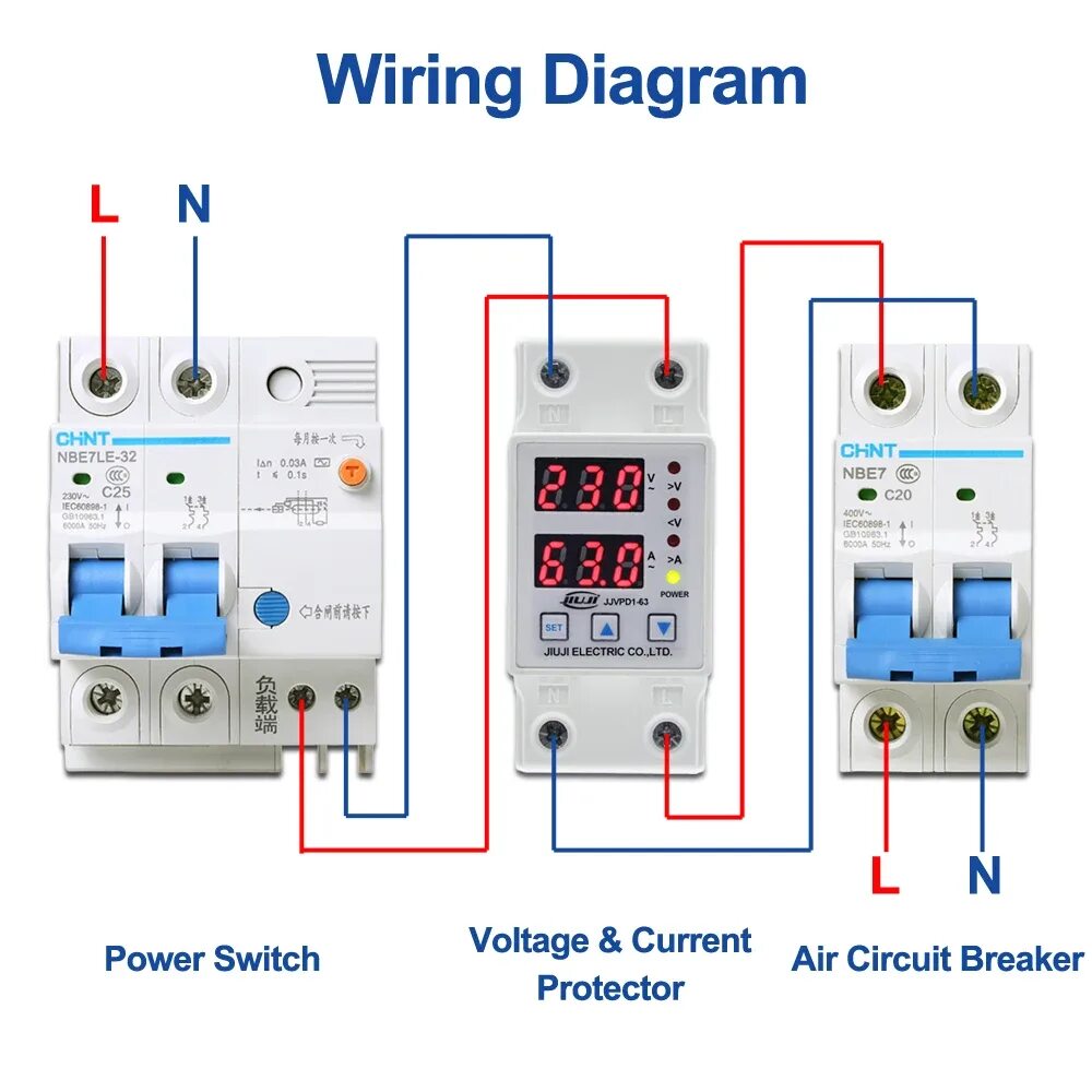 Реле напряжения на tdm рн12 схема подключения 40A 63A DinRail 230V Регулируемый Защита от перенапряжения реле защитное устройс