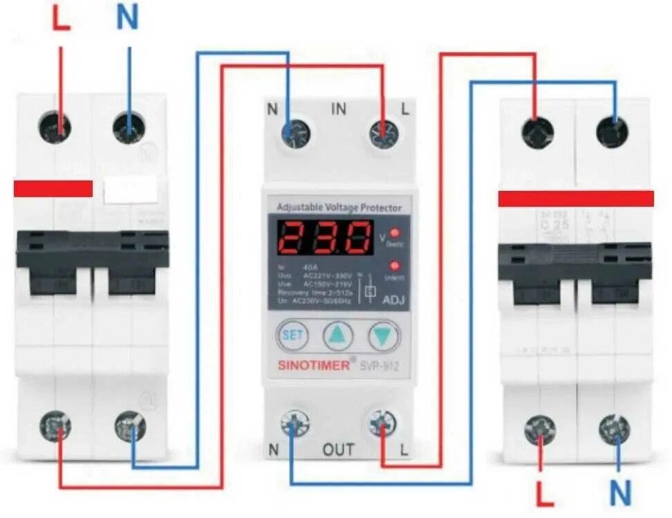 Реле напряжения однофазное схема подключения Схема установки реле напряжения: найдено 90 изображений
