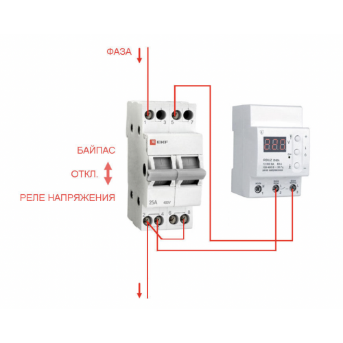 Реле напряжения однофазное схема подключения в щитке Прочитать блог что такое байпас в электрике