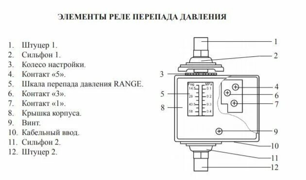 Реле перепада давления подключение ДР-ДД-04 реле перепада давления