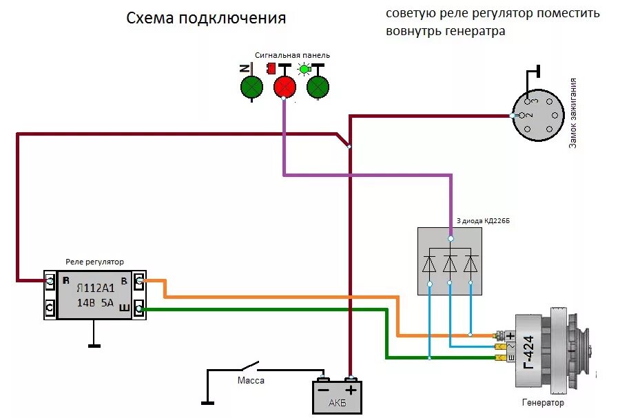 Реле подключения генератора Схема подключения реле регулятора к генератору мотоцикла урал