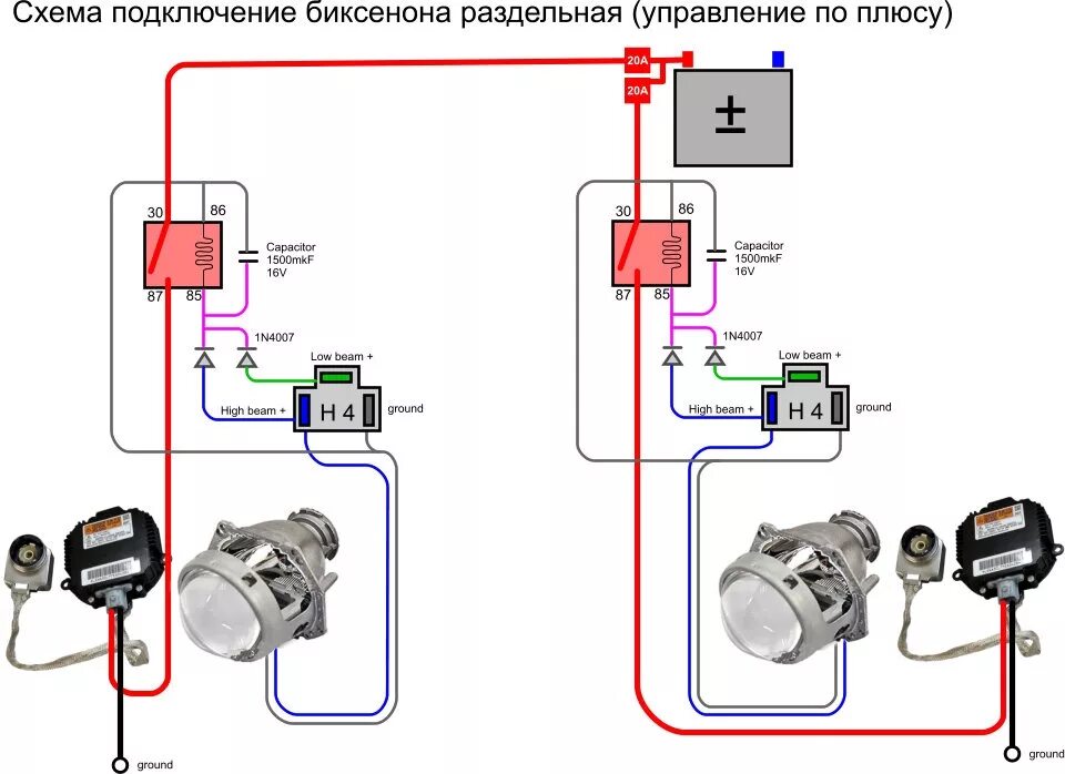 Реле подключения ксенона Схемы правильного подключения ксенона к H4 - DRIVE2