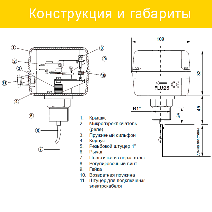 Реле потока подключение Реле протока Watts FLU 25 G1" PN10 6А 220В