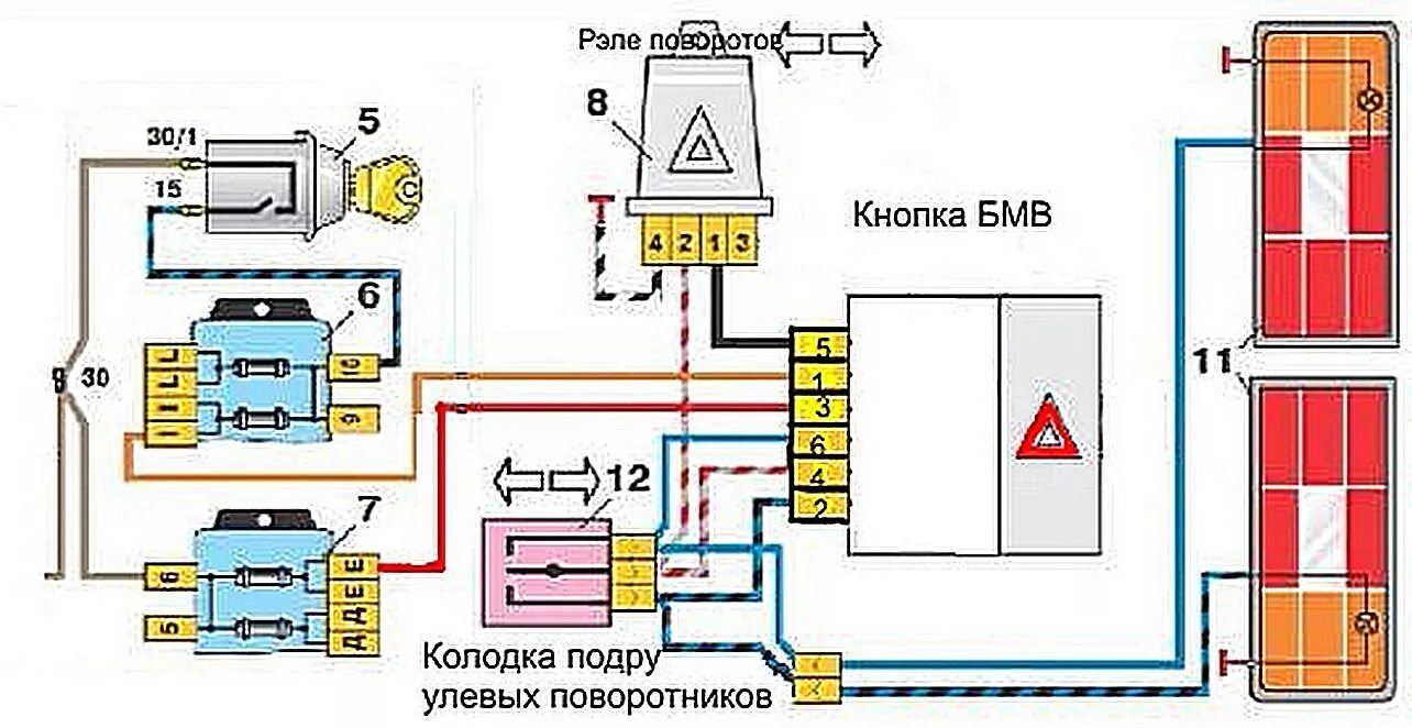 Реле поворотников и аварийки подключения схема Реле поворотов под светодиодные лампы (заказ) - Lada 21031, 1,4 л, 1975 года эле