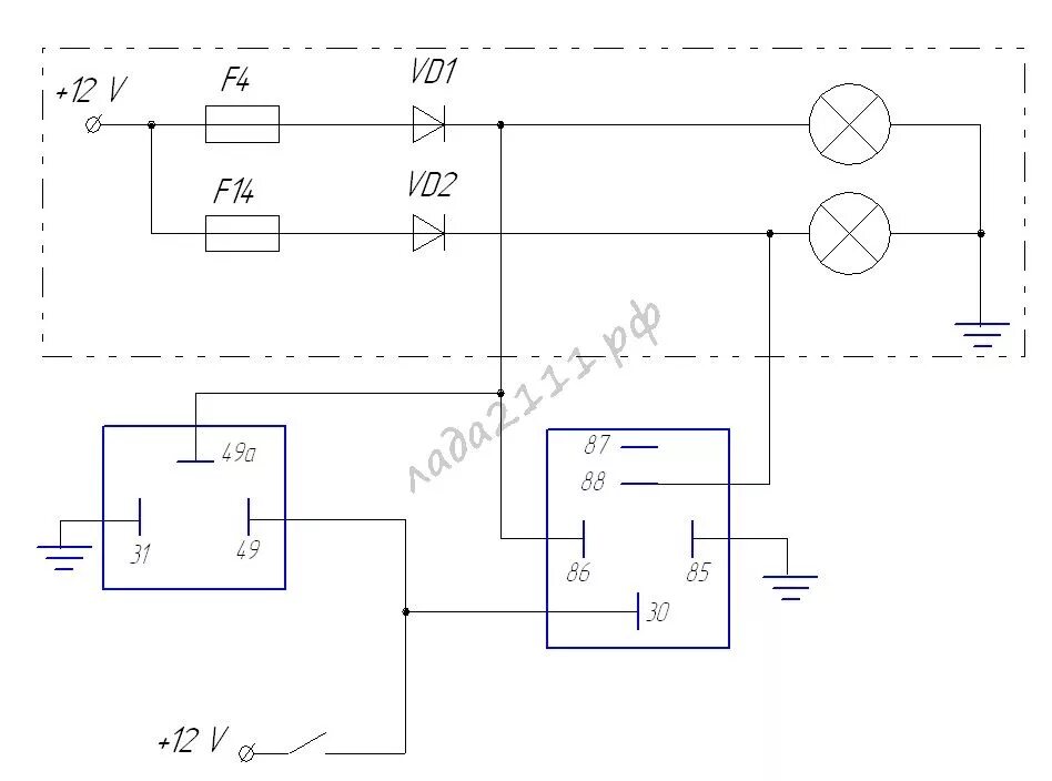 Реле поворотов эрп 1 схема подключения Поочерёдное мигание ПТФ - Lada 21114, 1,6 л, 2006 года аксессуары DRIVE2