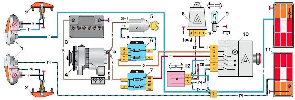 Реле поворотов нива 2121 схема подключения Аварийка на ВАЗовском реле - ИЖ Москвич 412, 1,5 л, 1987 года своими руками DRIV