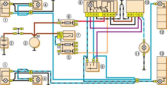 Реле поворотов ваз 2106 схема подключения Ремонт ВАЗ 2106 (Жигули) : Освещение, световая и звуковая сигнализации
